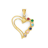 Multi-Color CZ Heart Pendant in 14K Gold