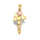 Heart Pendant in 14K Tri-Color Gold