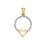 White CZ Heart Pendant in 14K Two-Tone Gold