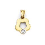 White CZ Flower Pendant in 14K Two-Tone Gold