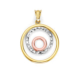 Unisex Pendant in 14K Tri-Color Gold