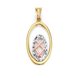 Unisex Pendant in 14K Tri-Color Gold