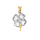 White CZ Leaf Pendant in 14K Gold