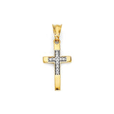 White CZ Cross Pendant in 14K Gold