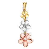 White CZ Flower Pendant in 14K Tri-Color Gold