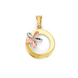 Flower Ladies Pendant in 14K Tri-Color Gold