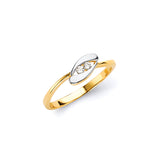 White CZ Ladies Ring in 14K Two-Tone Gold