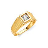 White CZ Fancy Mens Ring in 14K Gold