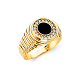 Onyx & White CZ Mens Rings in 14K Gold