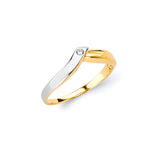 White CZ Ladies Ring in 14K Two-Tone Gold