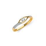 White CZ Ladies Ring in 14K Two-Tone Gold