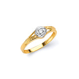 White CZ Ladies Ring in 14K Two-Tone Gold