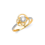 White CZ Ladies Ring in 14K Two-Tone Gold