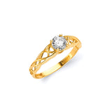 White CZ Ladies Ring in 14K Gold