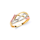 Ladies Ring in 14K Tri-Color Gold