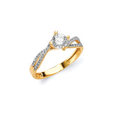 White CZ Ladies Ring in 14K Two-Tone Gold