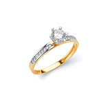 White CZ Ladies Ring in 14K Two-Tone Gold