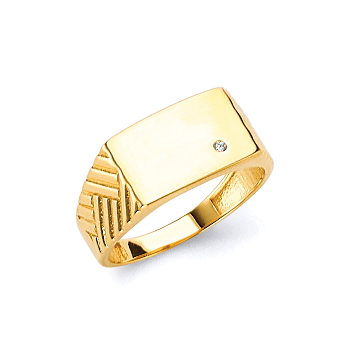 White CZ Fancy Mens Ring in 14K Gold – Oro Club