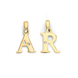 Initial Pendant with White CZ in 14K Gold