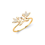 White CZ Angel Ring in 14K Gold