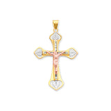 White CZ Jesucristo Pendant in 14K Tri-Color Gold