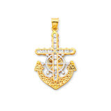 White CZ Anchor Pendant in 14K Gold