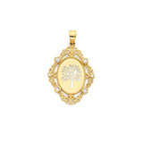 White CZ Tree Ladies Pendant in 14K Gold