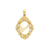 White CZ Love Pendant in 14K Gold