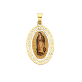 Multi-Color Enamel Guadalupe Pendant in 14K Gold