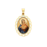 Multi-Color Enamel Guadalupe Pendant in 14K Gold
