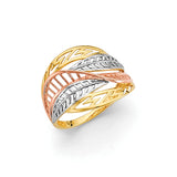 Leaf Ladies Ring in 14K Tri-Color Gold