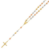 #207230-Crucifix Five-Decade Rosary Necklace In 14K Tri-Color Gold