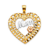 Heart Ladies Pendant in 14K Tri-Color Gold
