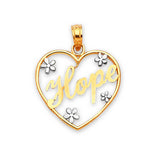 Heart Ladies Pendant in 14K Two-Tone Gold