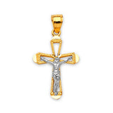 Crucifix Pendant in 14K Two-Tone Gold