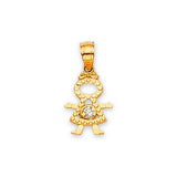 White CZ Girls Pendant in 14K Gold