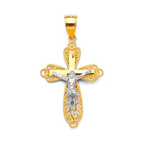 Crucifix Pendant in 14K Two-Tone Gold