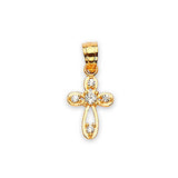 White CZ Cross Ladies Pendant in 14K Gold