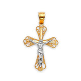 Crucifix Pendant in 14K Two-Tone Gold