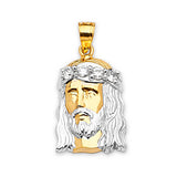 White CZ Jesucristo Pendant in 14K Two-Tone Gold