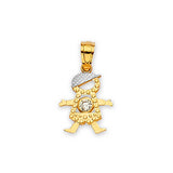 White CZ Boys Pendant in 14K Two-Tone Gold