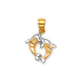 Dolphin Ladies Pendant in 14K Two-Tone Gold