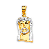 White CZ Jesucristo Pendant in 14K Two-Tone Gold