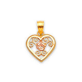 Flower Ladies Pendant in 14K Two-Tone Gold