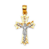 Crucifix Pendant in 14K Two-Tone Gold