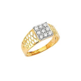 White CZ Kids Ring in 14K Two-Tone Gold