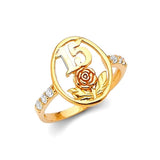 White CZ Ladies Ring in 14K Two-Tone Gold
