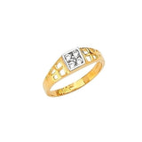 White CZ Kids Ring in 14K Two-Tone Gold