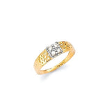 White CZ Kids Ring in 14K Two-Tone Gold