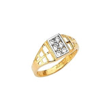 White CZ Kids Ring in 14K Two-Tone Gold
